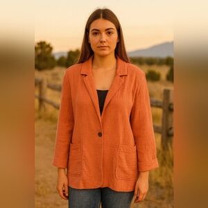 Stoosh Designer Business Casual Career Coral Blazer Womens Size Large‎